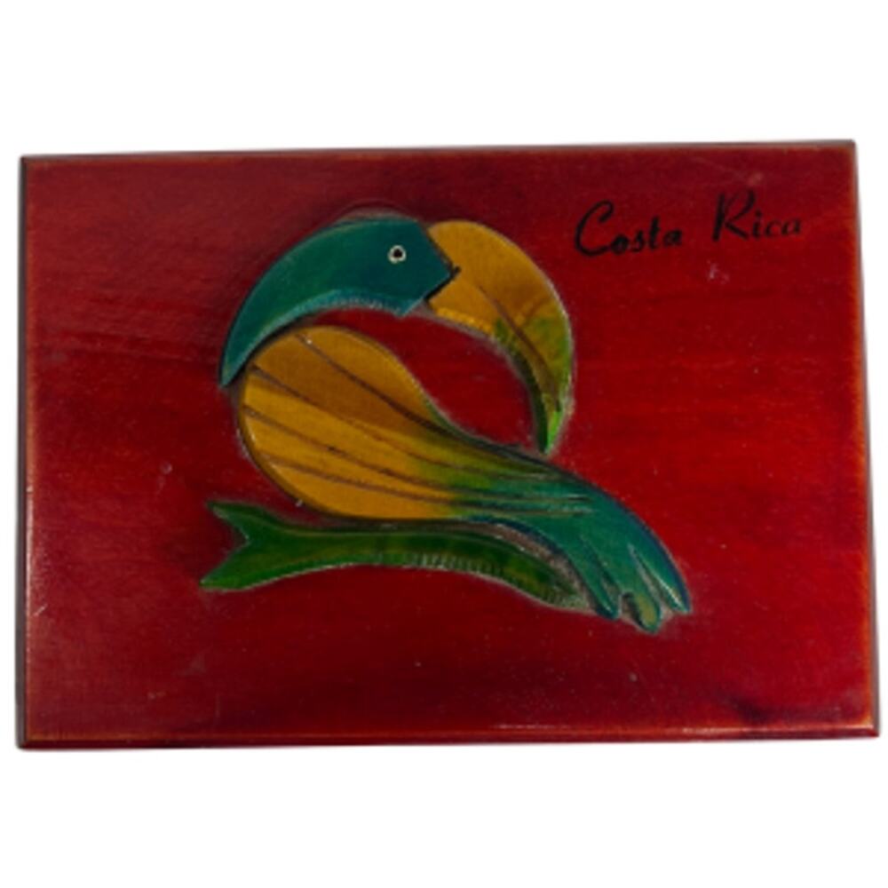 Hand Painted Red Rooster Wooden Cantilever Sewing Box Farmhouse Decor